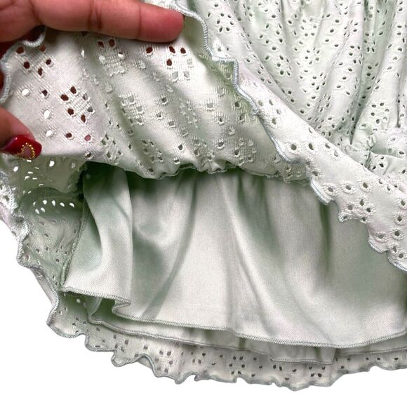 Urban Romantics Surf Gypsy Boho Blue Eyelet Blouse Women's Size L 175 - Picture 6 of 8